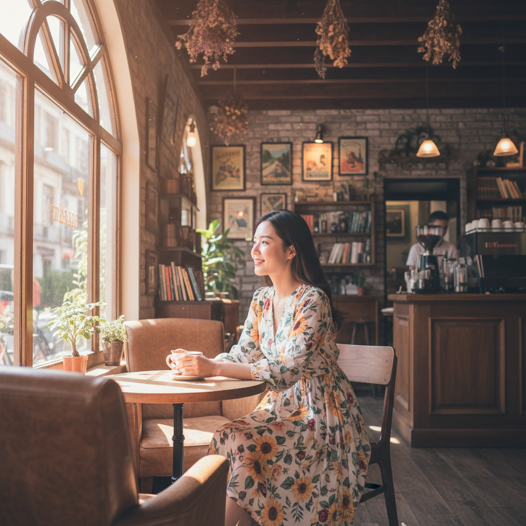 nb1-clothing-scene — Clothing Lifestyle Shot — Café Setting